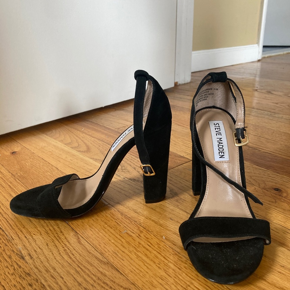 Steve Madden Black Suede Carson Heels